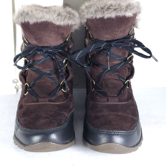 Sorel Women's TIVOLI US 9 Cattail Brown Lined Faux Fur Lace Up Snow Boots - Picture 4 of 16